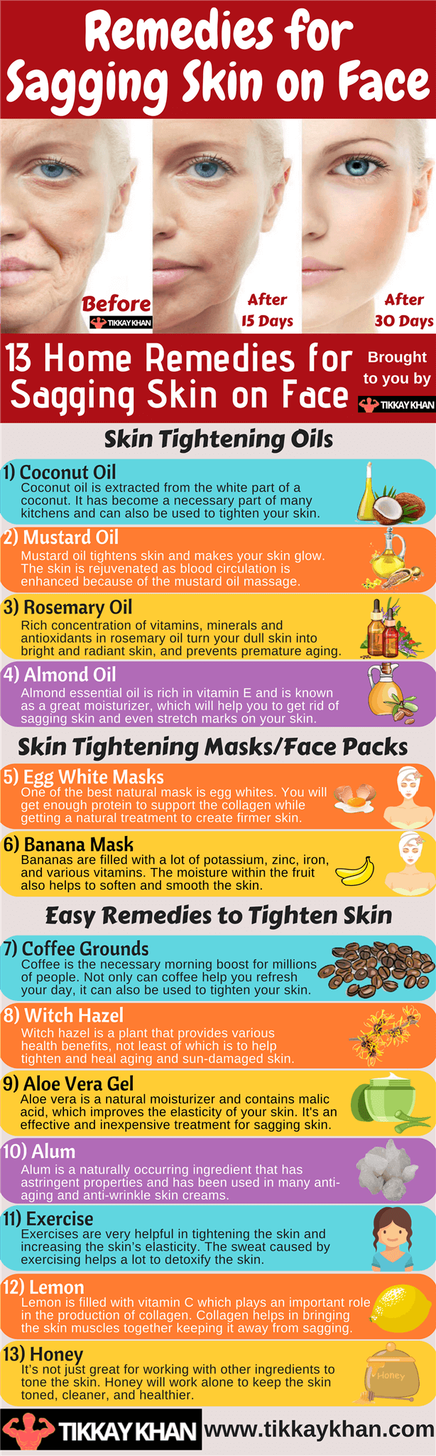 Remedies for Sagging Skin on Face Infographic