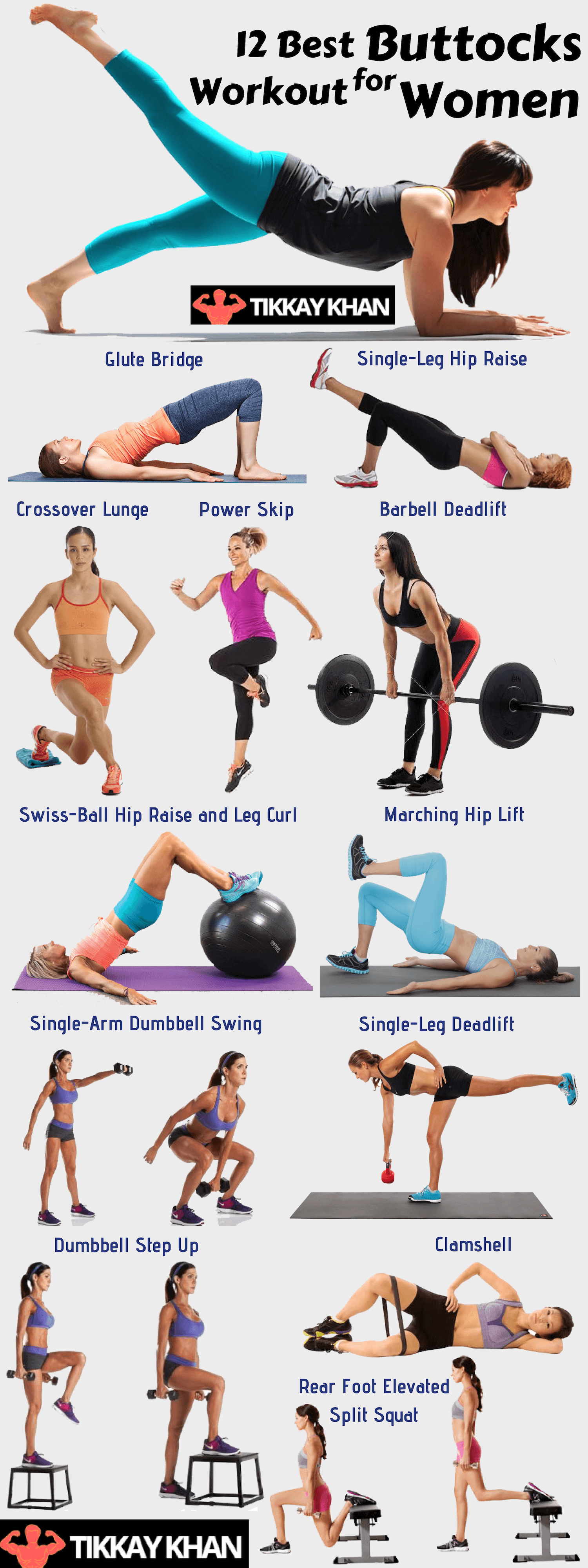 12 Best Buttocks Workout for Women Infographics