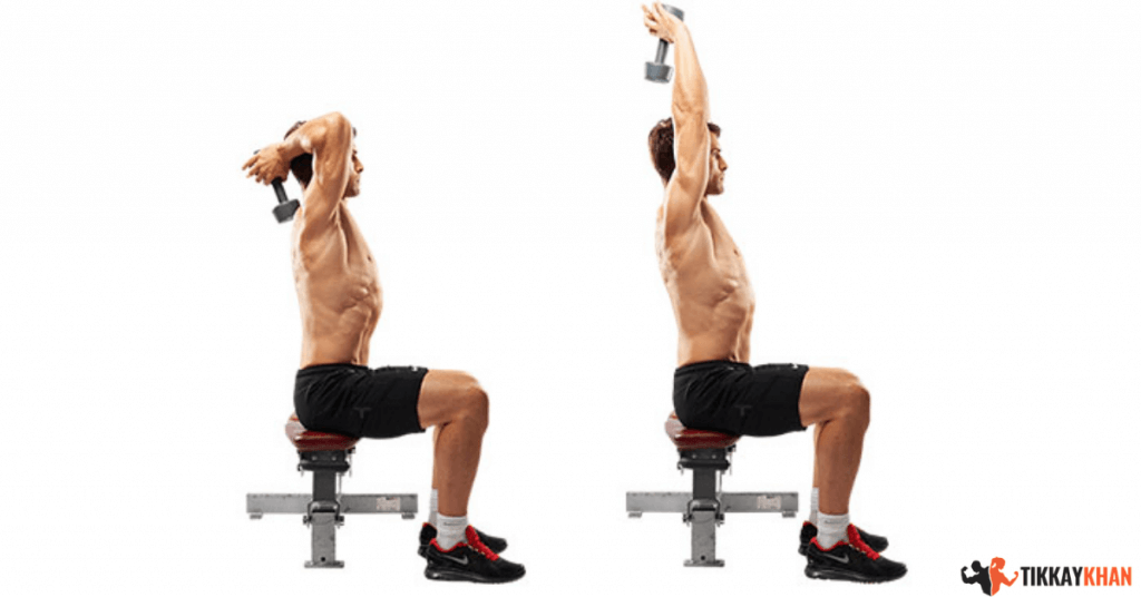seated dumbbell overhead triceps extensions