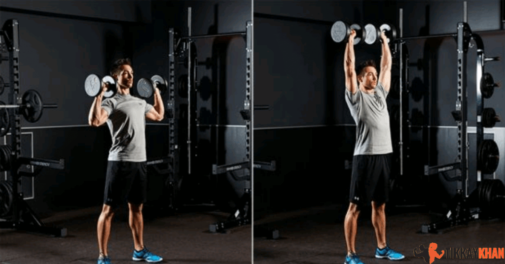 Standing Overhead (Dumbbell) shoulder Strains