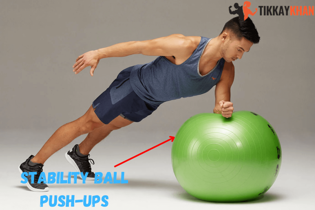 stability ball push up and knee tuck