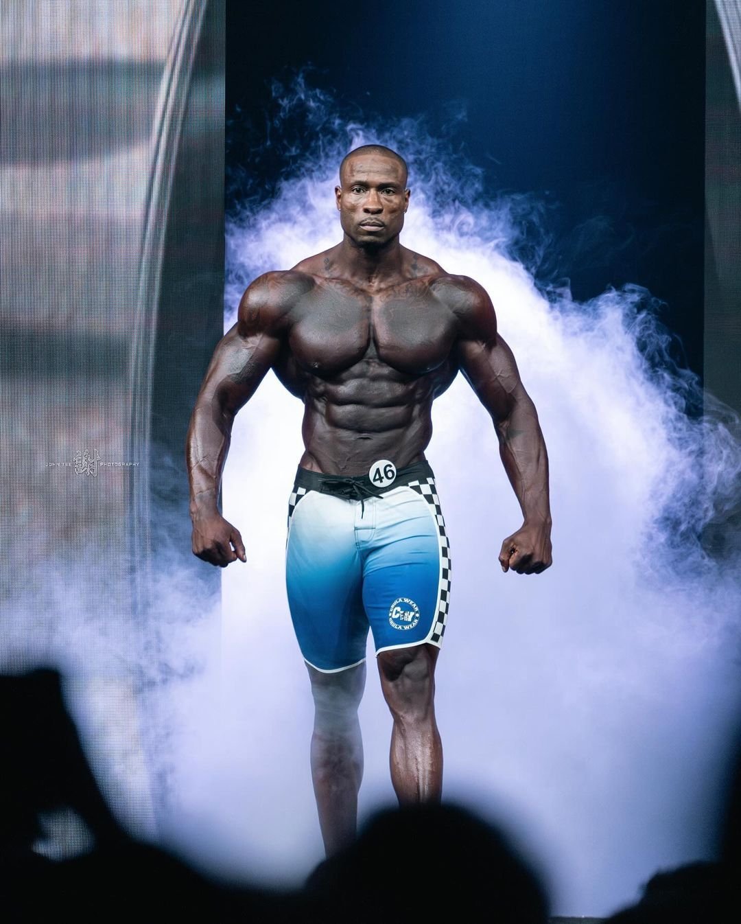 Erin Banks front pose at the Mr. Olympia