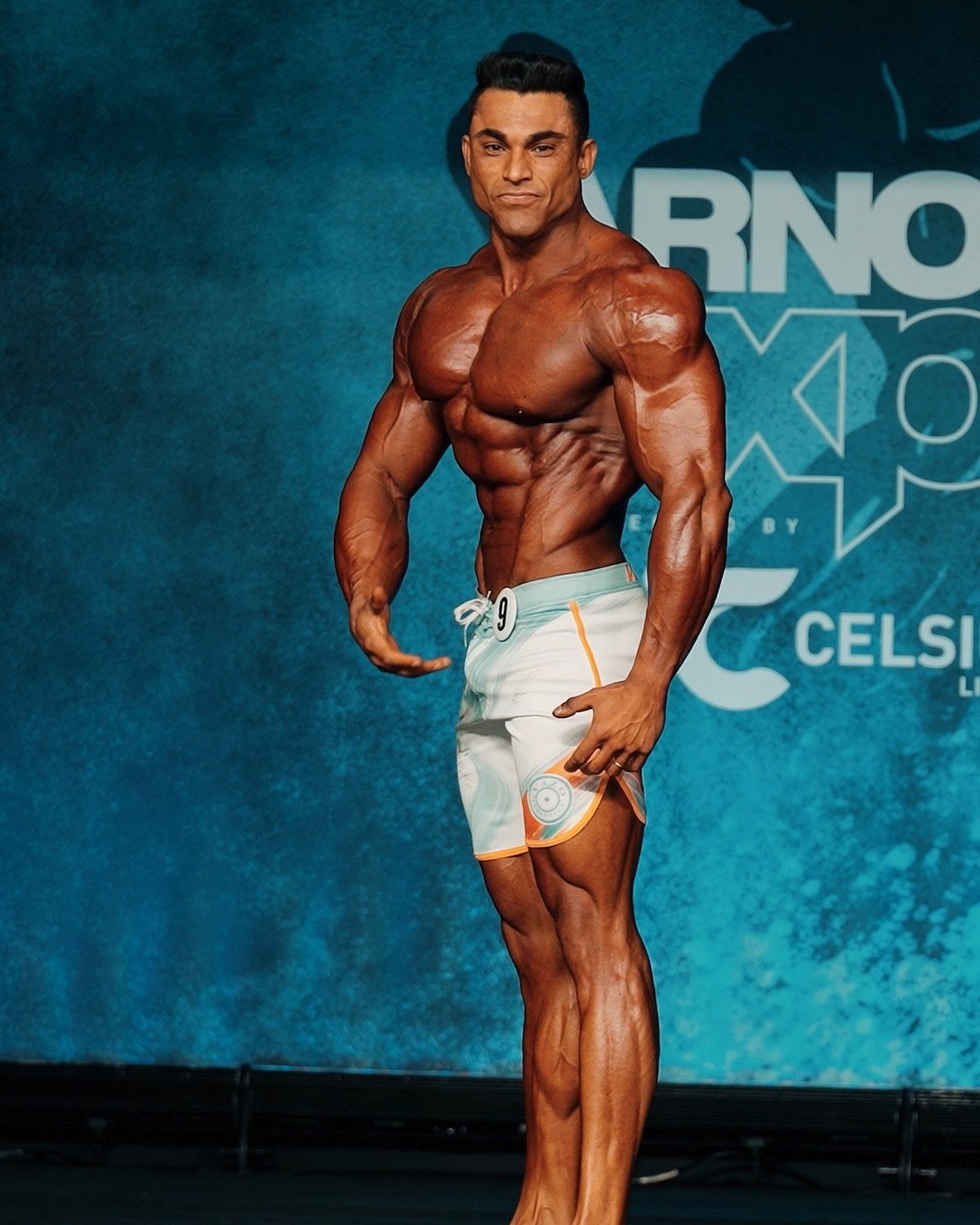 Guilherme Gualberto posing at the 2025 Arnold Classic in Columbus
