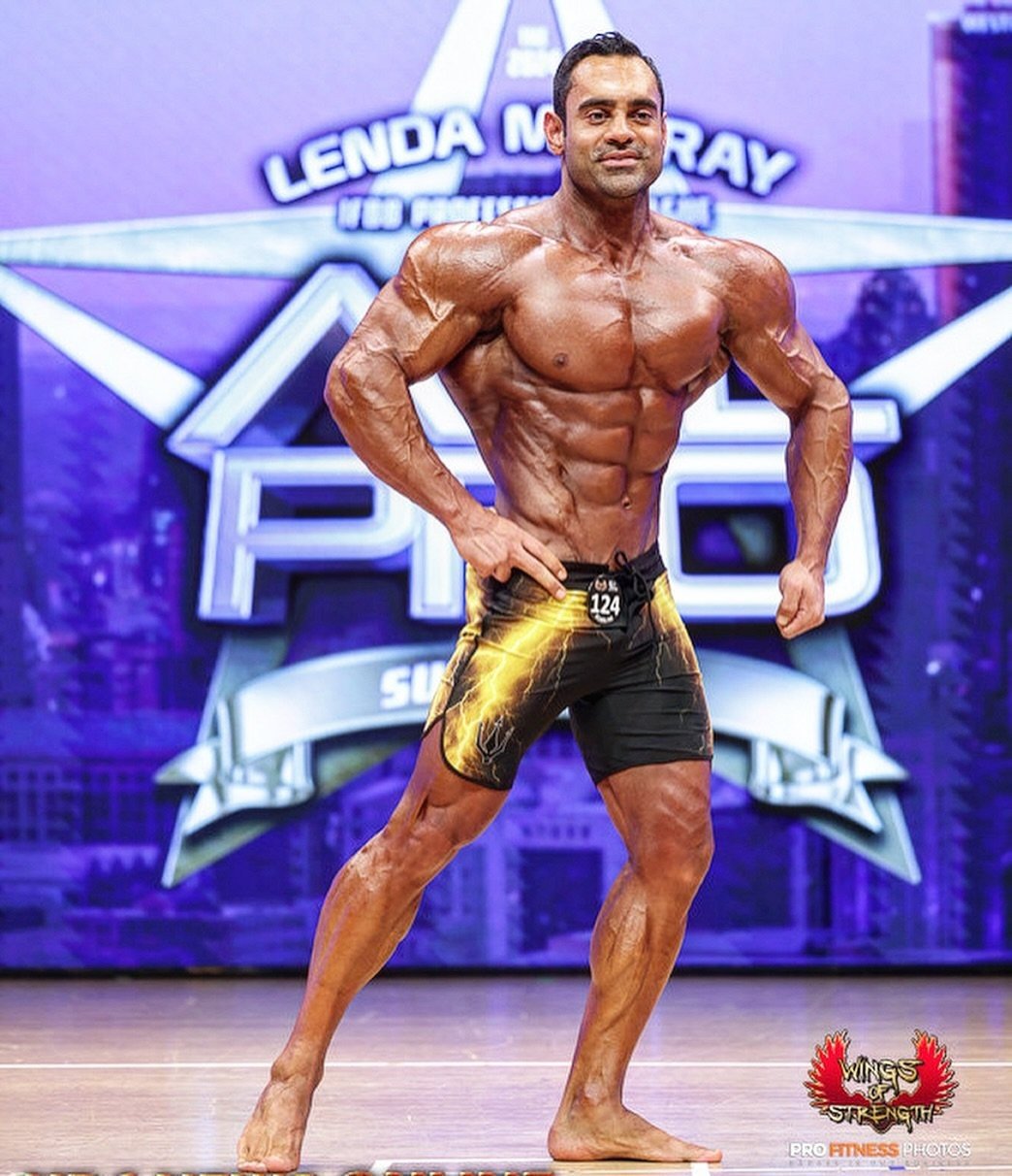 Hossein Karimi on stage at the Lenda Murray Atlanta Pro 2024