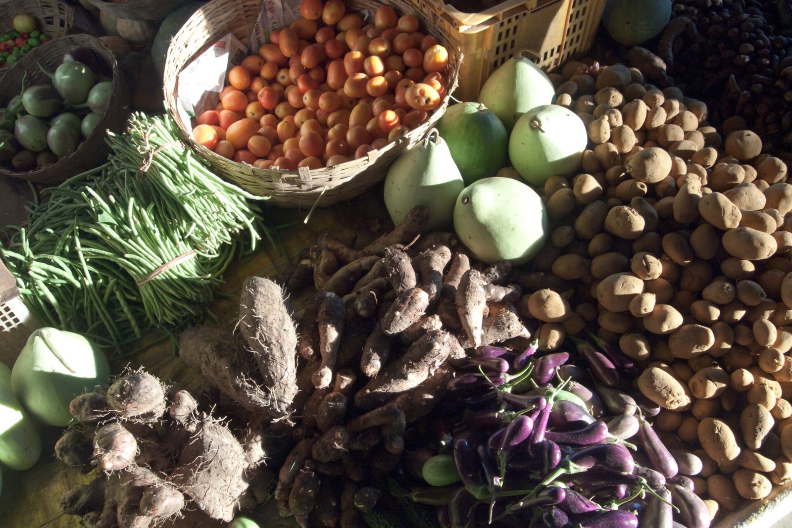 Fresh vegetables at a market stall