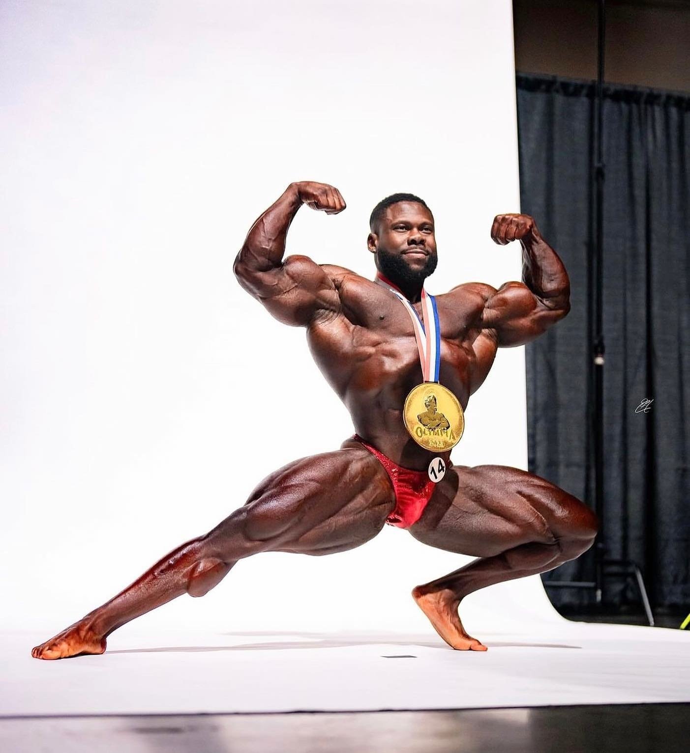 Keone Pearson with his Olympia medal
