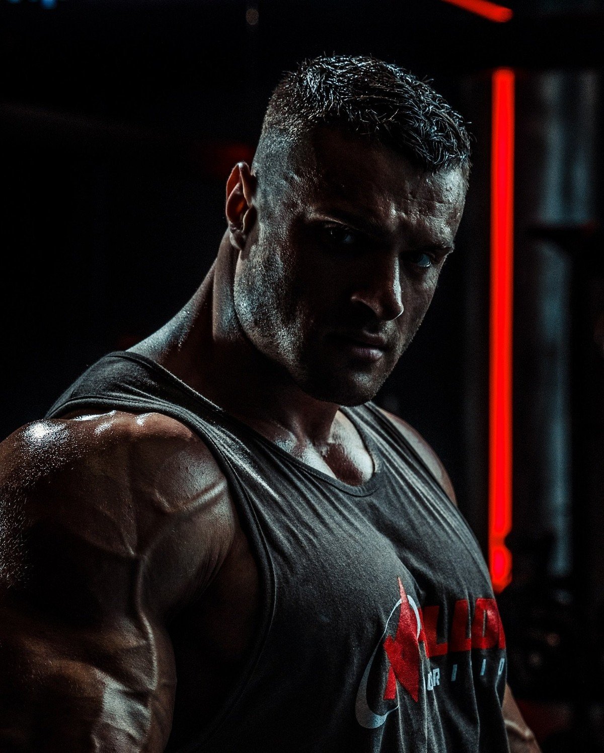 Kyrylo Khudaiev during a gym training session