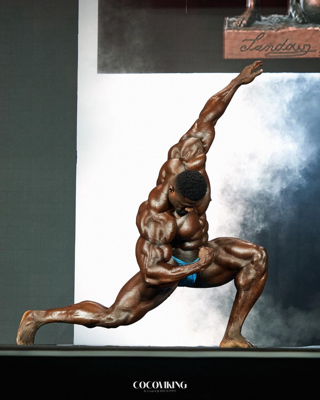 Andrew Jacked posing at the 2022 Mr. Olympia